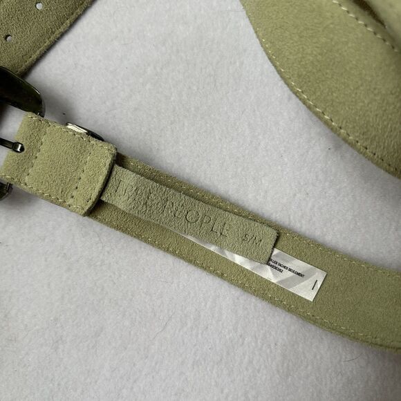 Free People Western Black Rock Olive Green Suede Gunmetal Skinny Belt S/M main image 6